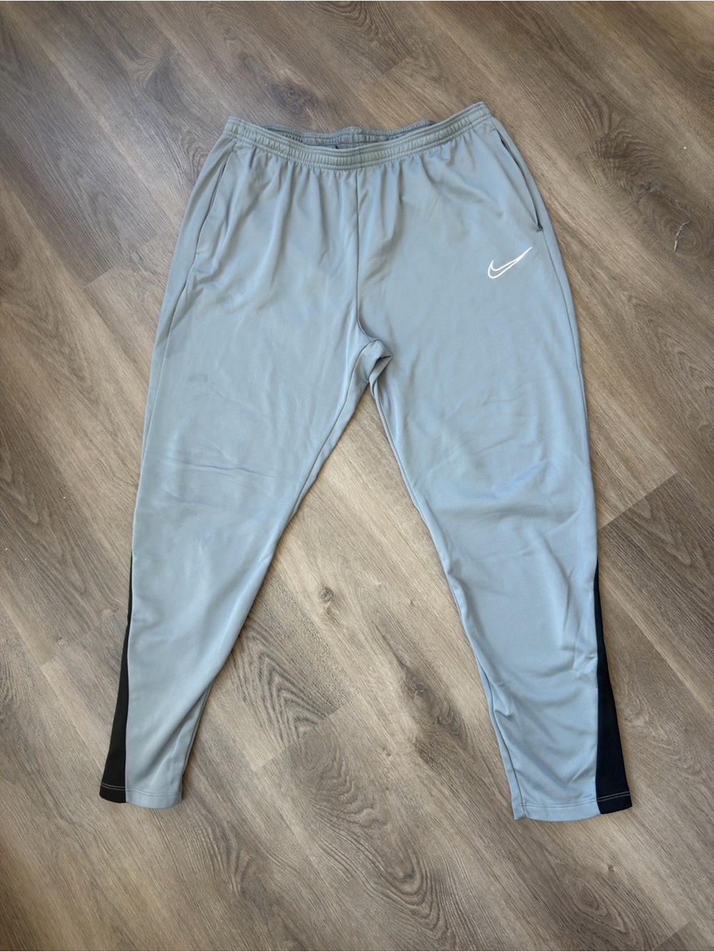 Nike Light Gray Training Joggers with Black Side Panels